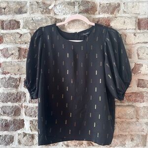 Madewell Black Blouse with Gold Accents